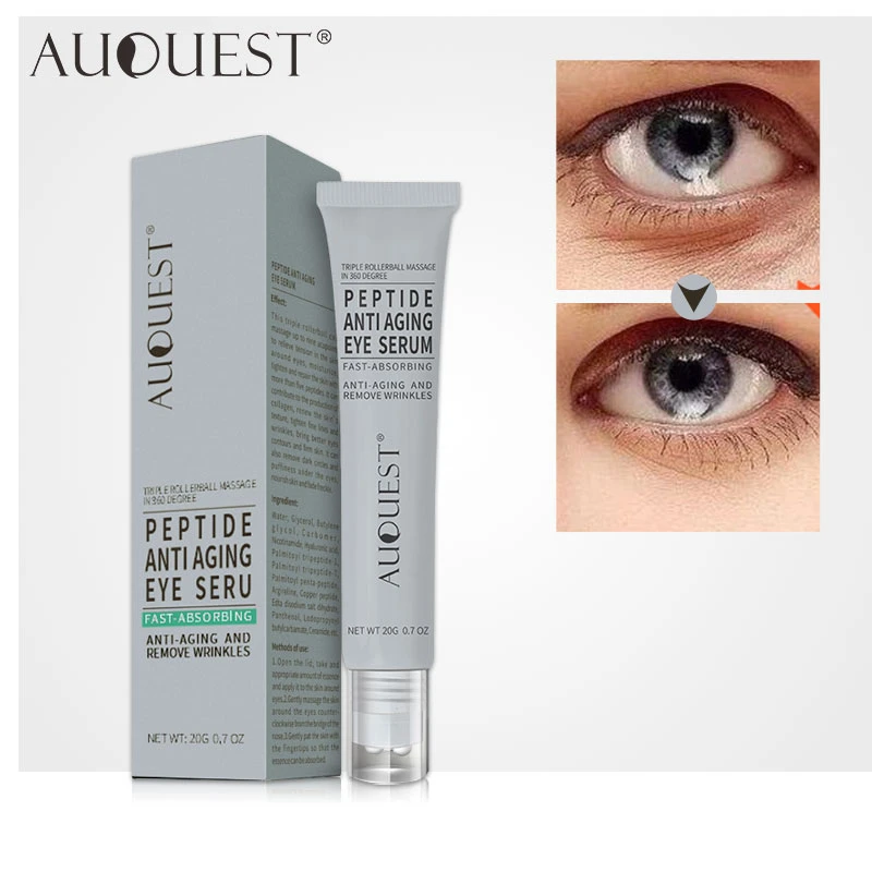 AuQuest Peptides Ageless Instantly Eye Cream Hyaluronic Acid Serum Essence Gel for Firming Wrinkles Whitening Puffy Eye Care 20g