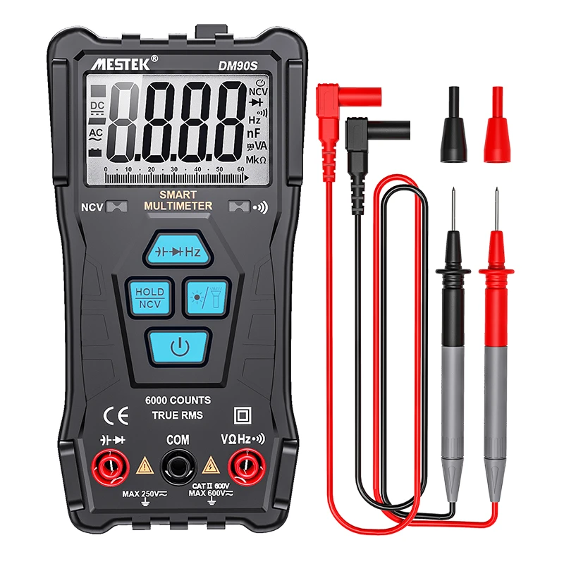 Mestek Multimeter 6000 Counts NCV Digital Multimeter Auto Ranging AC/DC Voltage Meter Back Light Large Screen Smart Multimeters