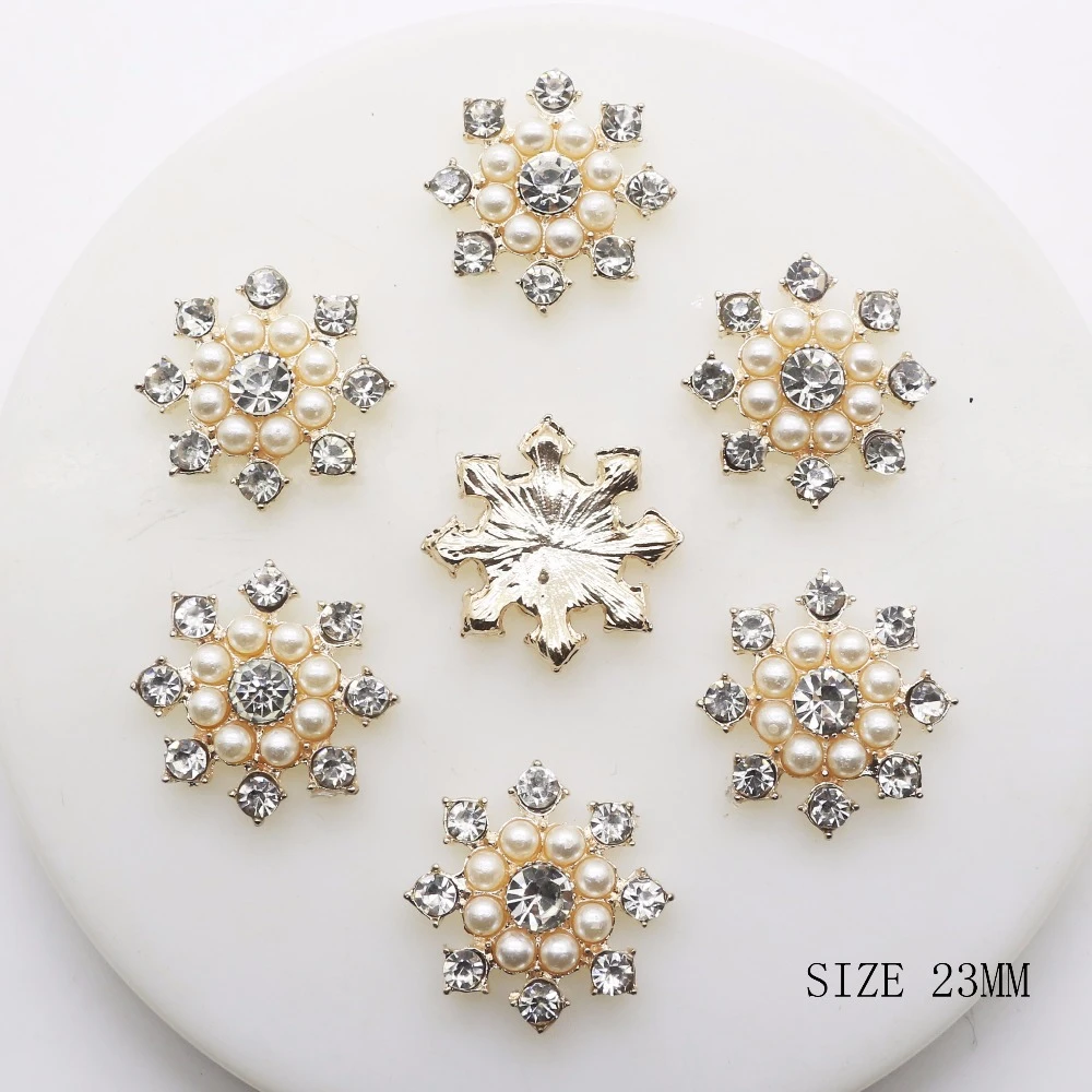 New Hot 10Pcs 23mm Round Alloy Diy jewelry Accessories rhinestones pearl  Wedding  pedestal embellishments caps Decoration