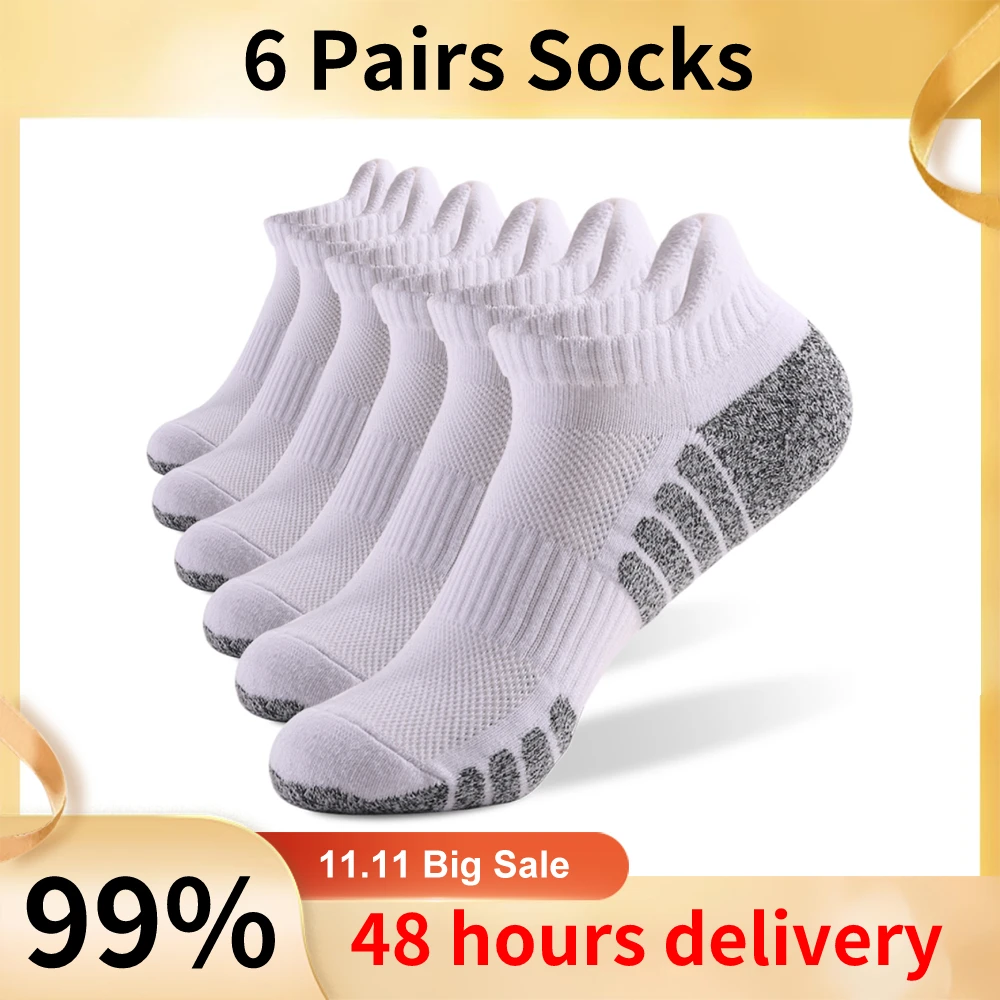 6/12Pairs Sport Ankle Socks Athletic Low-cut Sock Thick Knit Sock Outdoor Fitness Breathable Quick Dry Wear-resistant Warm Socks