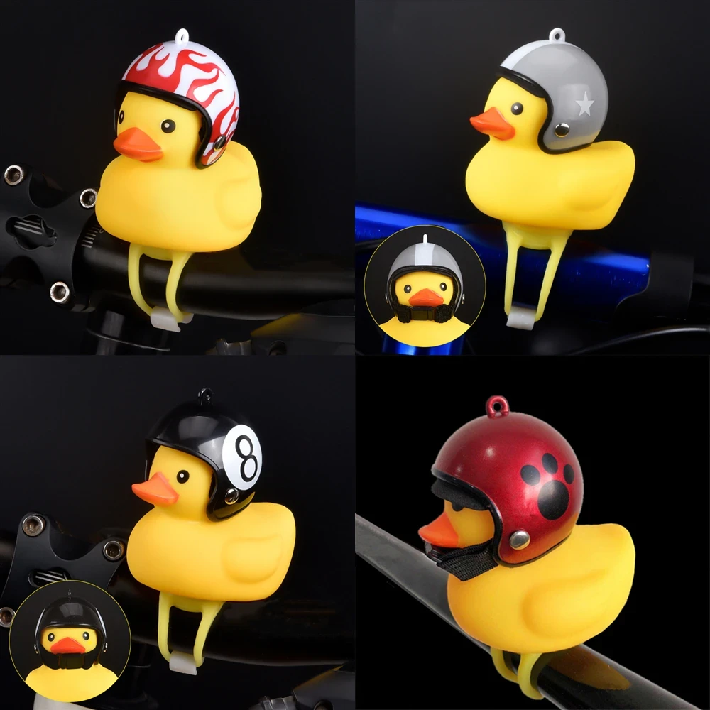 1pcs Cartoon Yellow Silica Gel Little Duck Shape Bicycle Bells Shining Mountain Bike Handlebar Duck Head Light Accessories