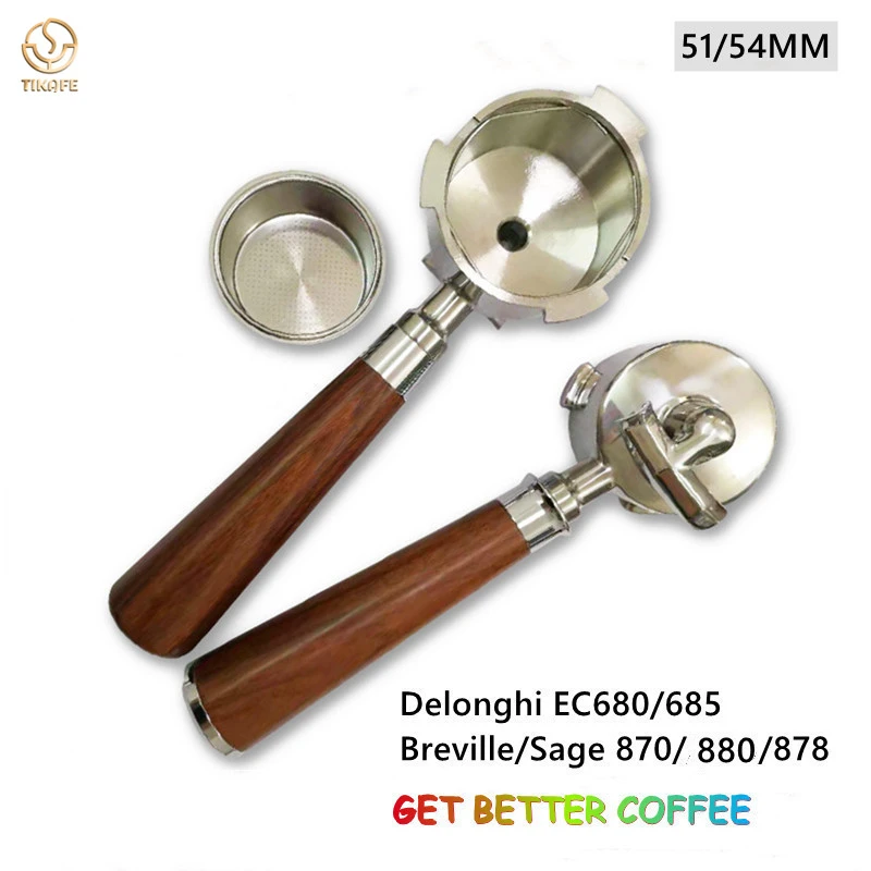 New Double Mouths 51/54MM Coffee Bottomless Portafilter Filter For Delonghi/Breville/Sage Coffee Machine  Accessories Barista