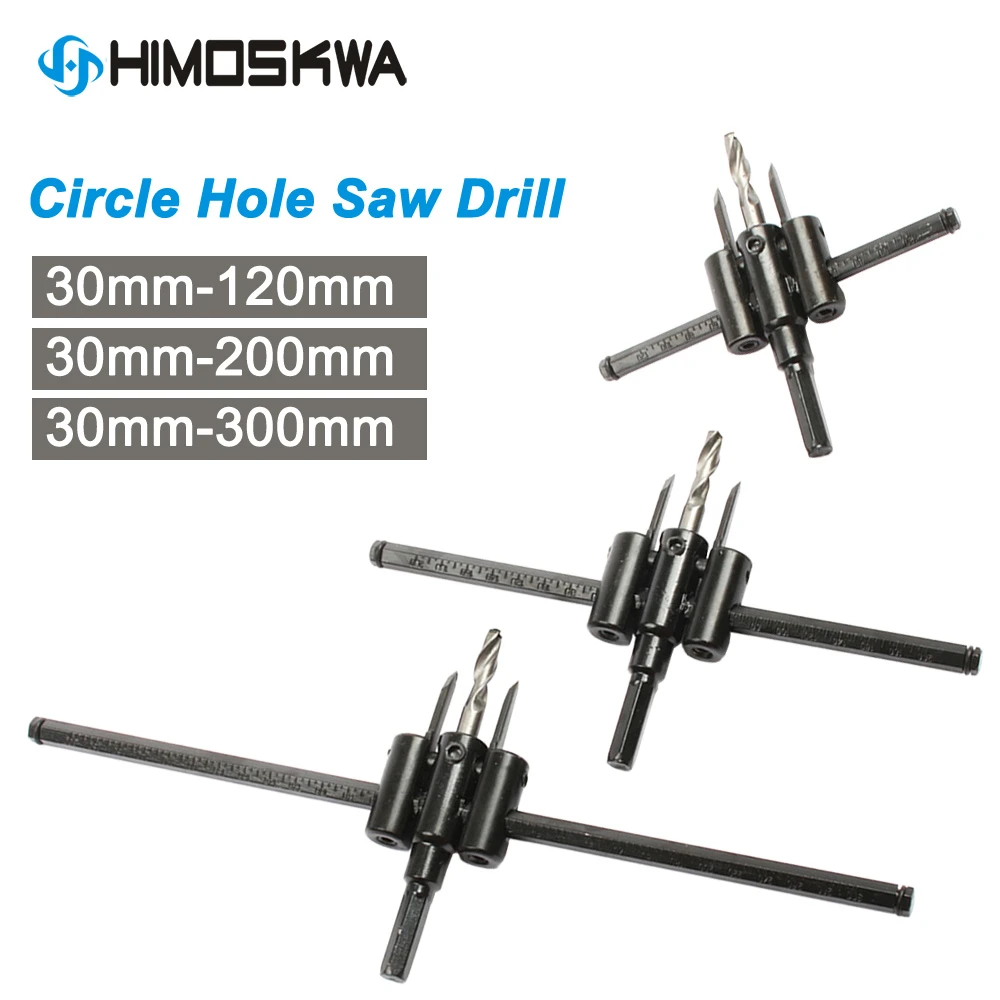 LUBAN Adjustable Metal Wood Circle Hole Saw Drill Bit Cutter Kit DIY Tool 30mm-120mm Black Alloy blade 30mm-200mm 30mm-300mm