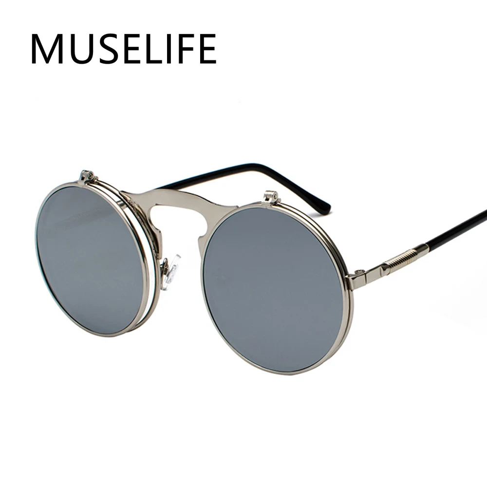 VINTAGE STEAMPUNK Sunglasses Round Designer Steam Punk Metal OCULOS De Sol Women COATING SUNGLASSES Men Retro CIRCLE SUN GLASSES