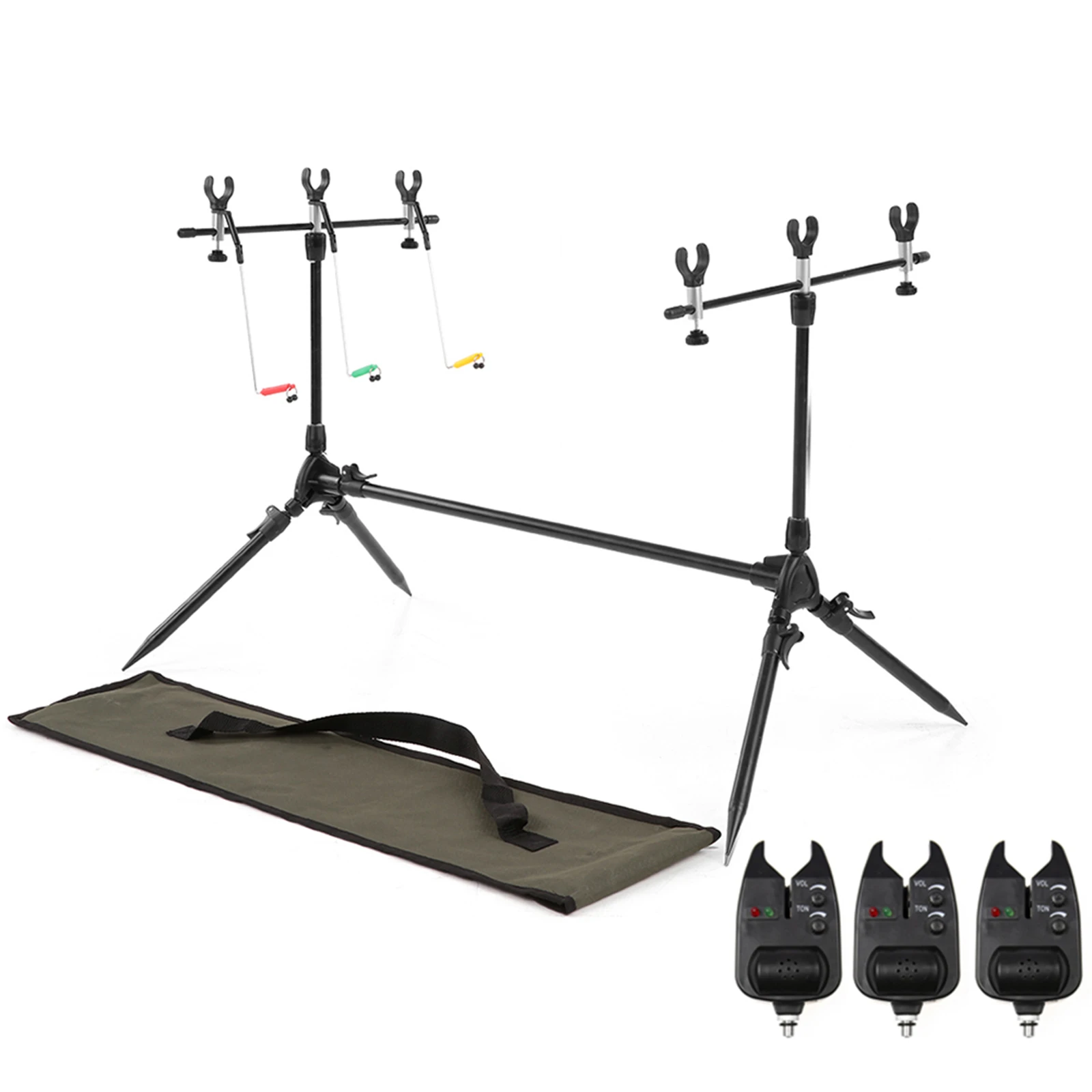 Lixada Adjustable Retractable Carp Fishing Rod Pod Stand Holder Fishing Pole Pod Stand Fishing Tackle Fishing Accessory