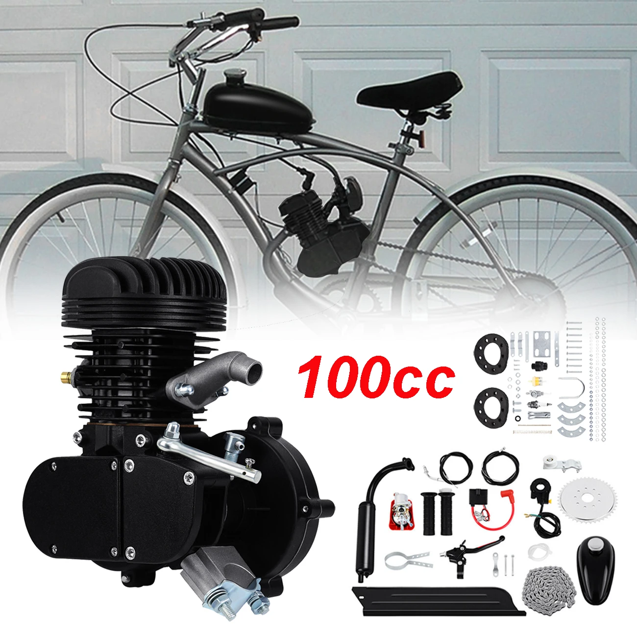 Yonntech 50cc 80cc Bicycle Engine Kit 2 Stroke Gas Electric Motor E Bike Parts Clutch DIY MTB Gasoline Motorized Accessoires Set