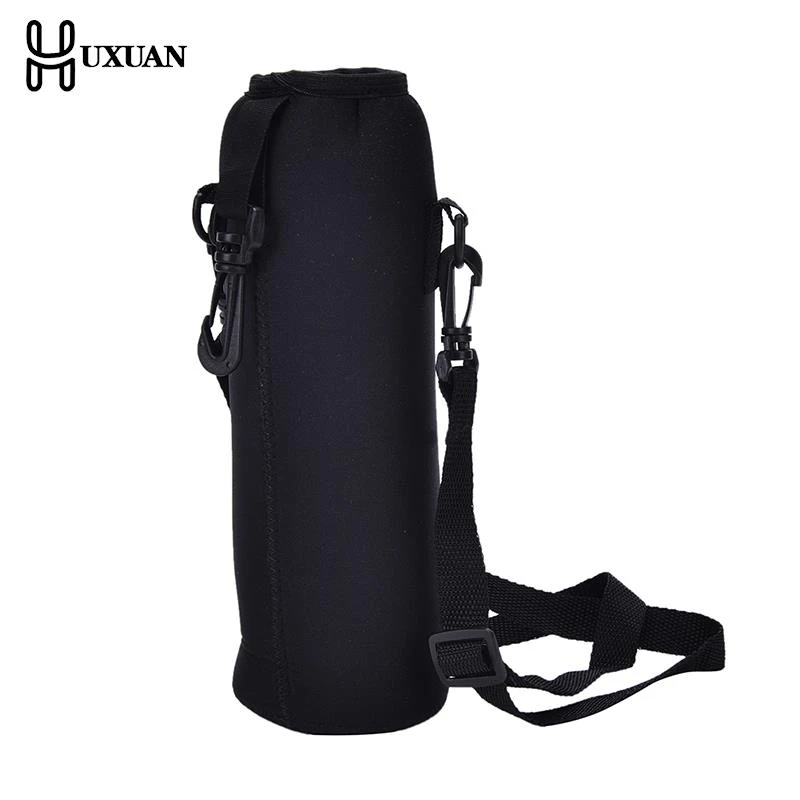 1000ML Water Bottle Cover Bag Pouch w/Strap Neoprene Water Bottle Carrier Insulated Bag Pouch Holder Shoulder Strap Black