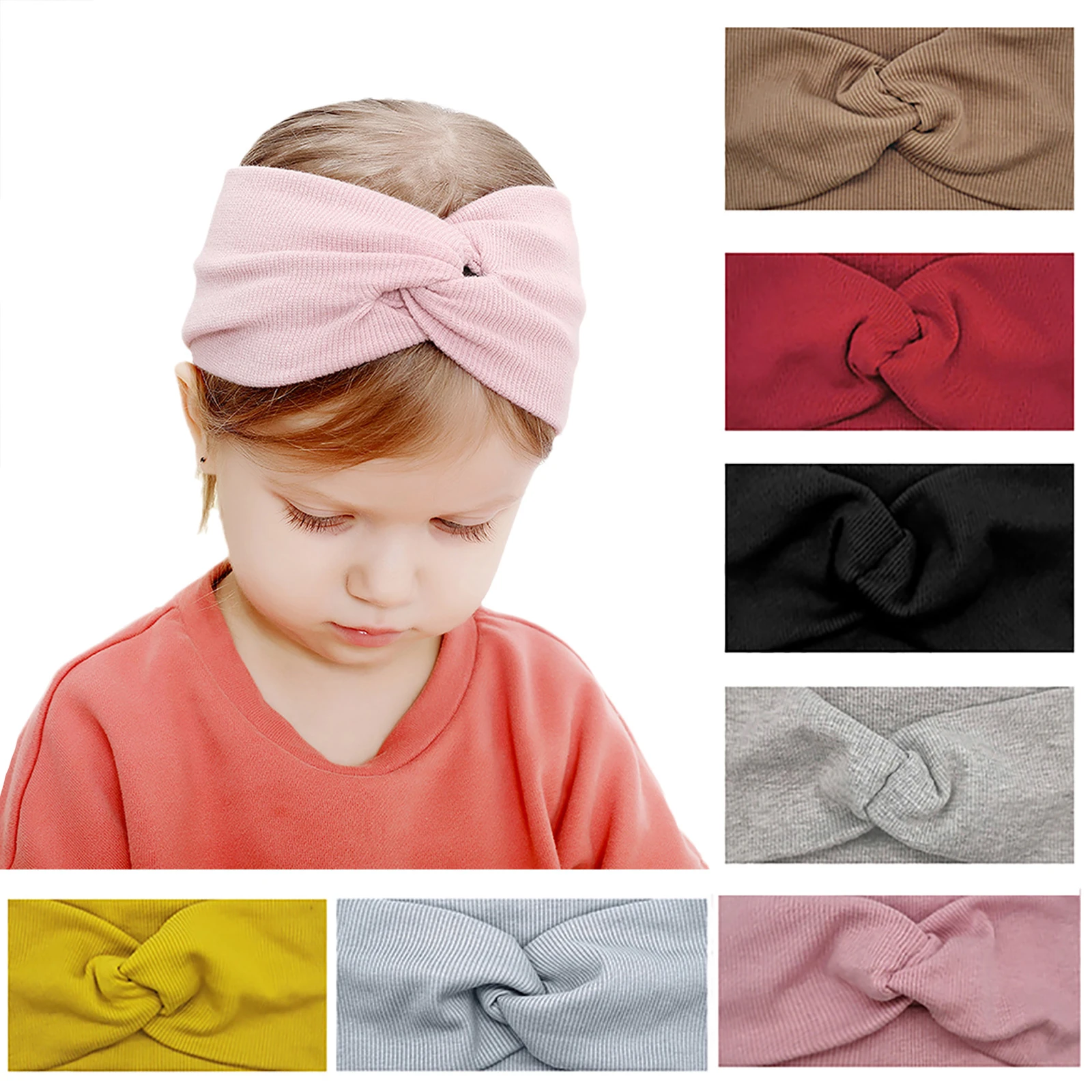 12 Colors Baby Girl Headbands Spring Summer Headband Girls Twisted Knotted Soft Elastic Hair Bands Kids Hair Accessories