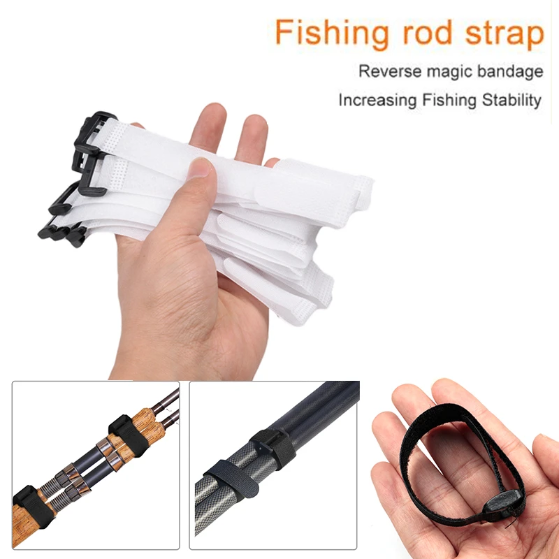 10/20pcs Reusable Fishing Rod Tie Holder Strap Suspenders Fastener Loop Belts Hook Loop Cable Cord Ties Belt Fish Tackle Pesca