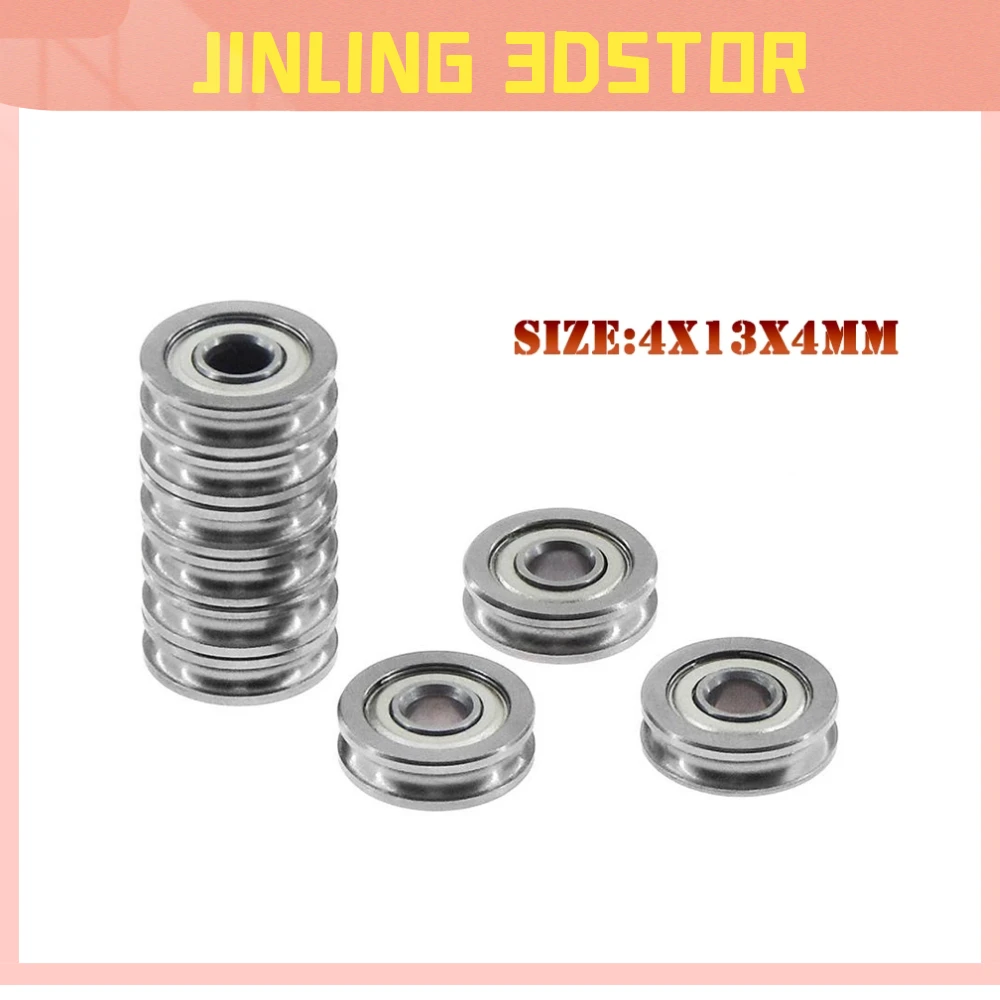 10Pcs/lot 3d Printer parts Extruder Parts U-groove idler belt pulley ball Rail bearing U604ZZ u ditch 604UU U groove 4x13x4mm