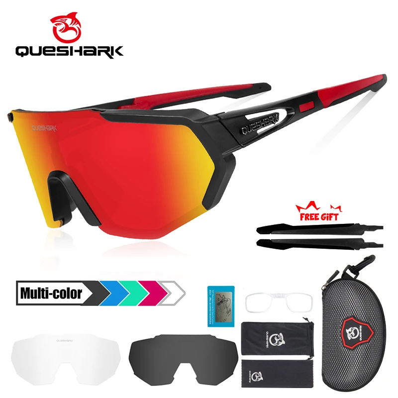 QUESHARK Women Men Photochromic Polarized Cycling Sunglasses Sports MTB Bicycle Eyewear Riding Road Bike Glasses Goggles QE42