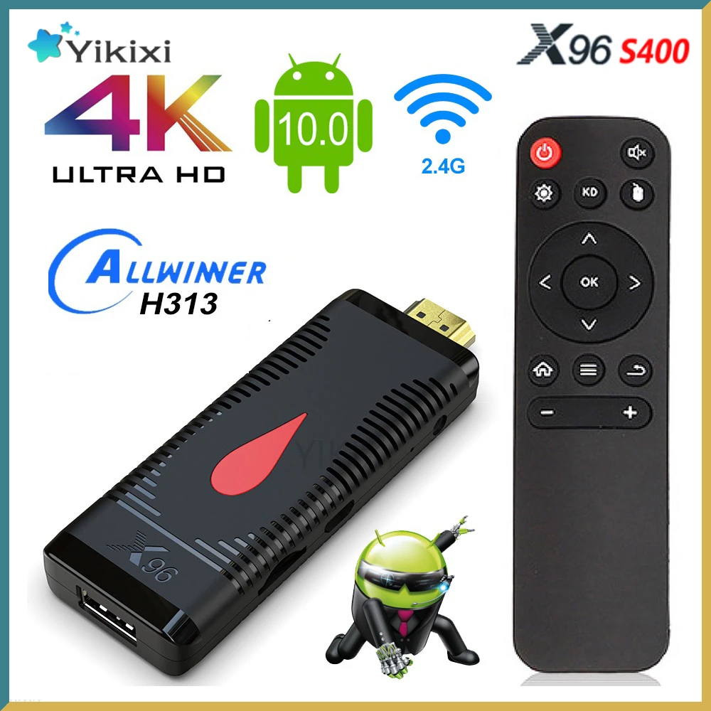 TV Stick Android 10.0 X96 S400 TV Stick Android X96S400 Allwinner H313 Quad Core 4K 60fps 2.4G WIFI 2GB 16GB TV Dongle VS X96S