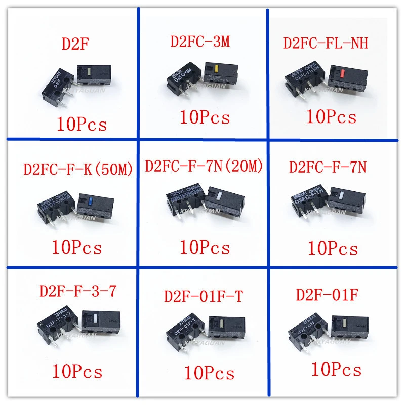 10Pcs OMRON mouse micro switch D2FC-F-7N 20M OF D2FC-F-K(50M) D2F D2F-F D2F-L D2F-01 D2F-01FL D2F-01F-T D2F-F-3-7 Mouse Button