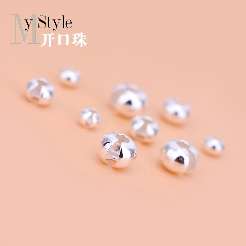 10PCS S925 pure silver open bead open bead buckle positioning bead crescent buckle buckle string bead accessories