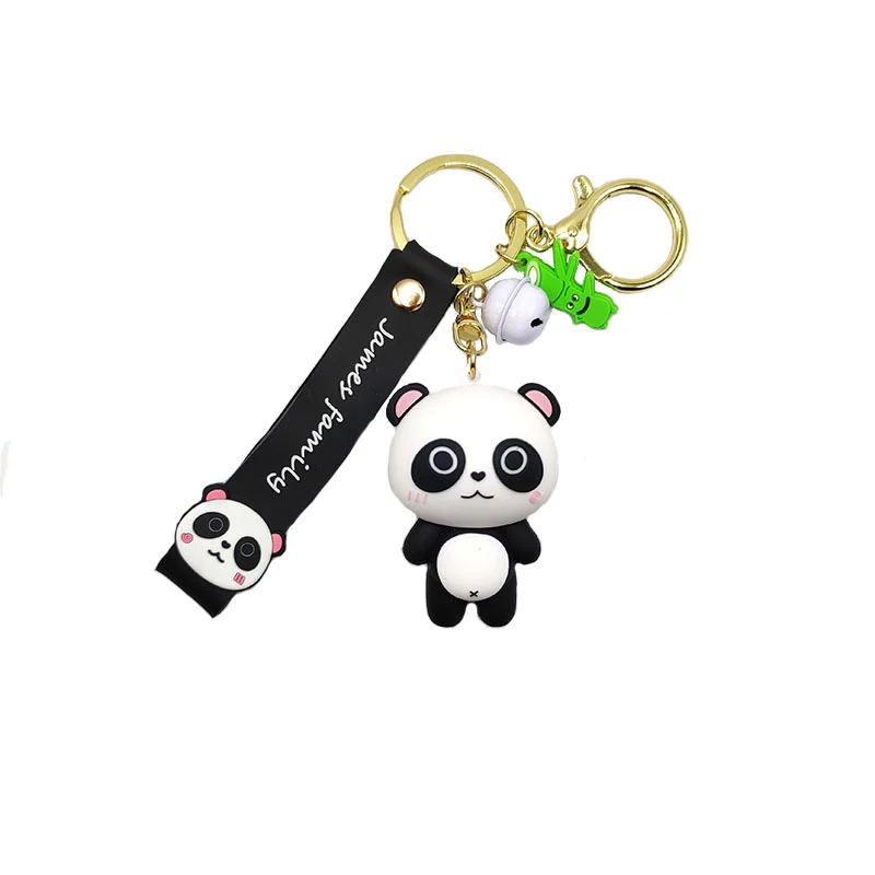 James Family Cute Cartoon Key Chain Silicone Panda Cat Lion Tiger Rabbit Dinosaur Doll Car Key Ring Women Bag Charm Pendant