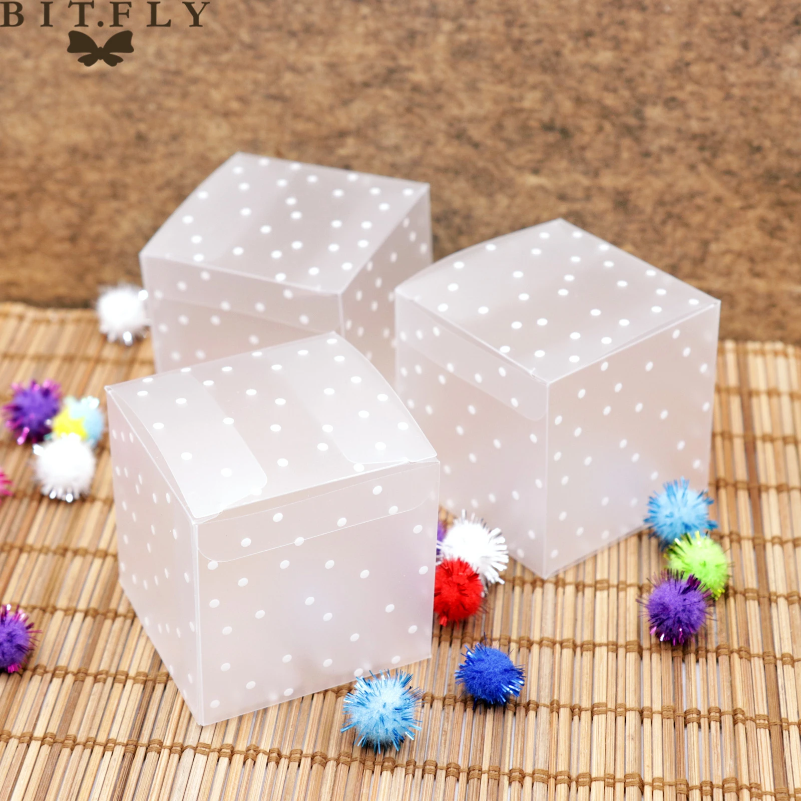 10pcs Transparent Candy Box PVC Square Boxes Chocolate Snacks Sweet Gift Box Cube Wedding Favor Mariage Birthday Party Supply