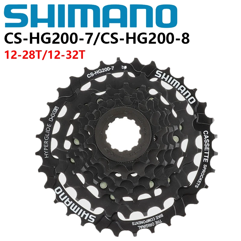 Shimano Tourney HG200 7 Speed 12-28T/12-32T Cassette CS-HG200-7 For MTB Mountain Bike Bicycle Rust-resistant Surface Treatmen