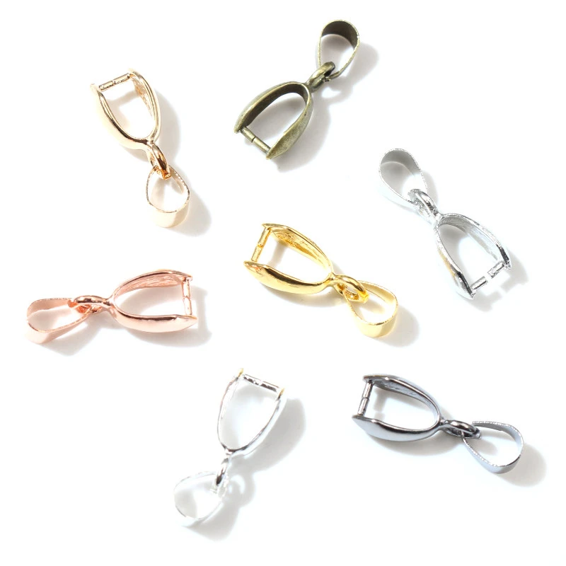 50pcs/lot 5x14mm 6x17mm 8x20mm 7 Colors Plated Pendants Clasps Clips Bails Connectors Copper Charm Bail Beads Jewelry Findings