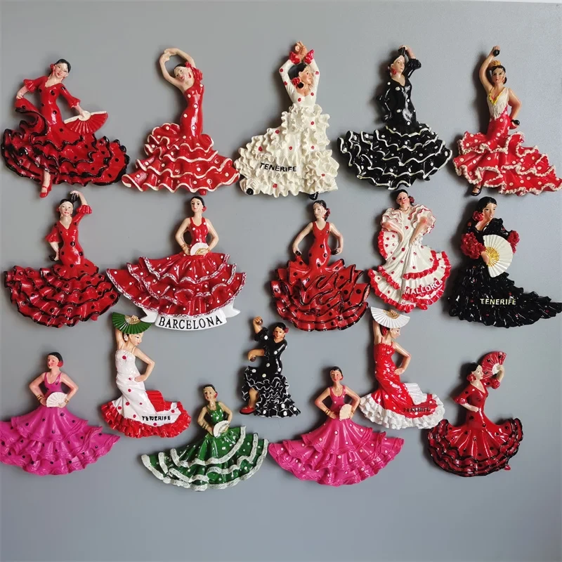 Spanish Fridge Magnets Flamenco Dancer MallorcaTourism Souvenir Decorative Arts Refrigerator Magnetic Stickers Home Decoration