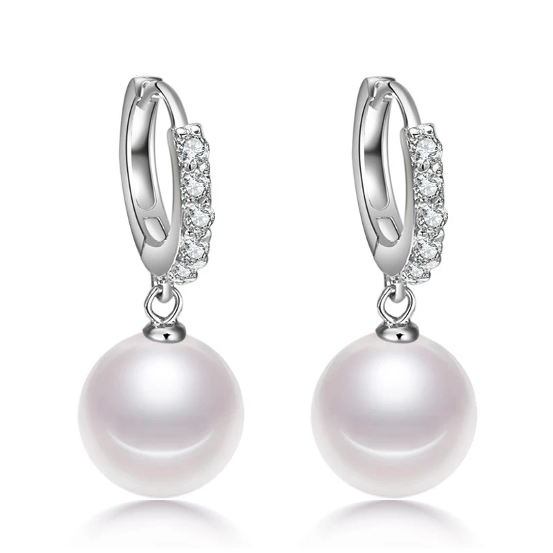 2019 Pearl Earrings Genuine Natural Freshwater Pearl  Silver Earrings Pearl Jewelry For Wemon Wedding Mother's Gift