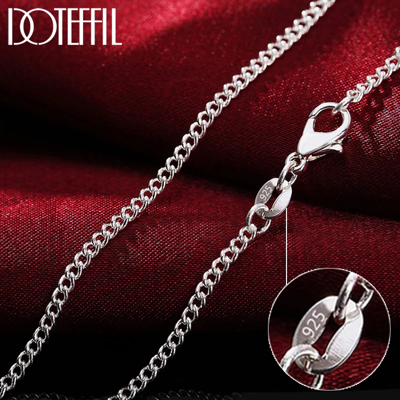 DOTEFFIL 925 Sterling Silver 16/18/20/22/24/26/28/30 Inch Side Chain 2mm Necklace For Women Man Fashion Wedding Charm Jewelry
