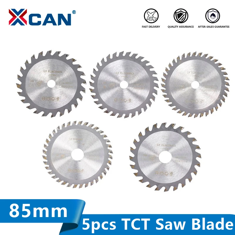 XCAN 5pcs 85mm Diameter 24/30/36Teeth Carbide Circular Saw Blade Mini TCT Cutting Disc Wood Saw Blades