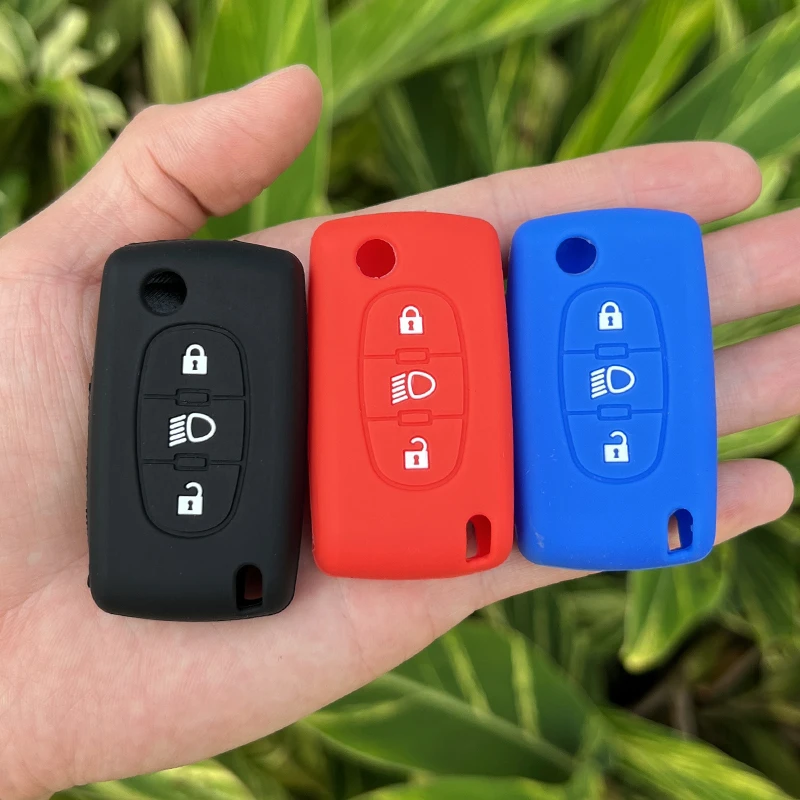 ZAD silicone rubber car key cover case shell skin protect For Citroen C2 C4 C5 Picasso Xsara C5 C6 C8  Folding 3 button key