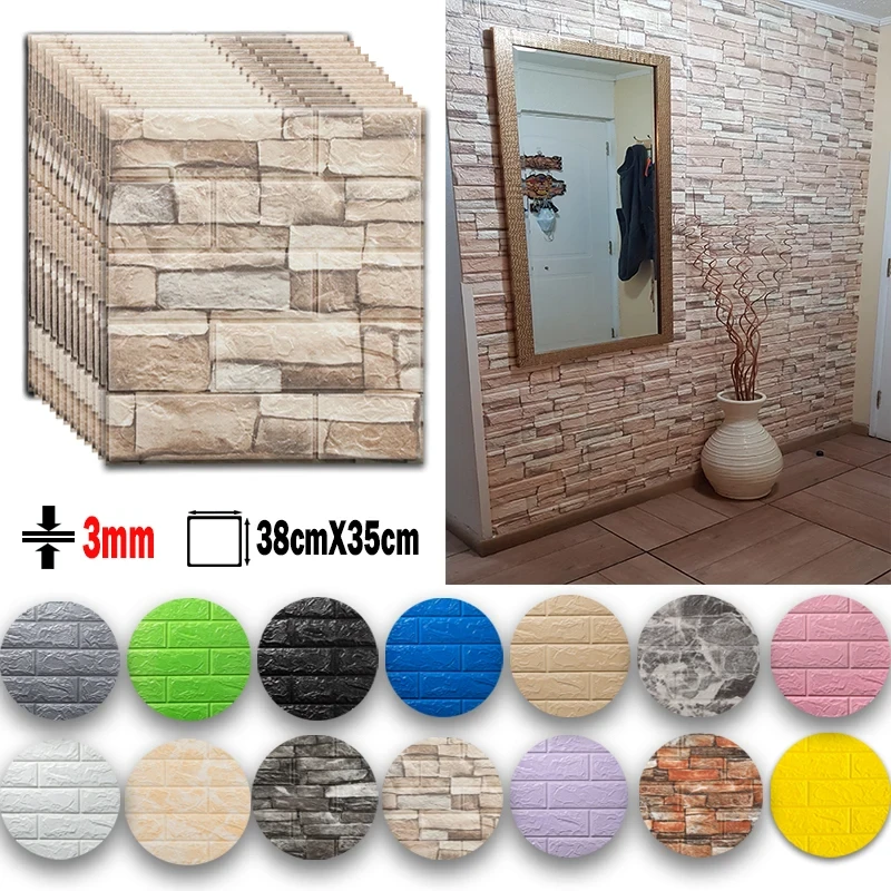 15/30pcs Decoractive 3D Wall Stickers Self Adhesive Foam Panels Home Decor Living Room House Decoration Bathroom Brick Sticker