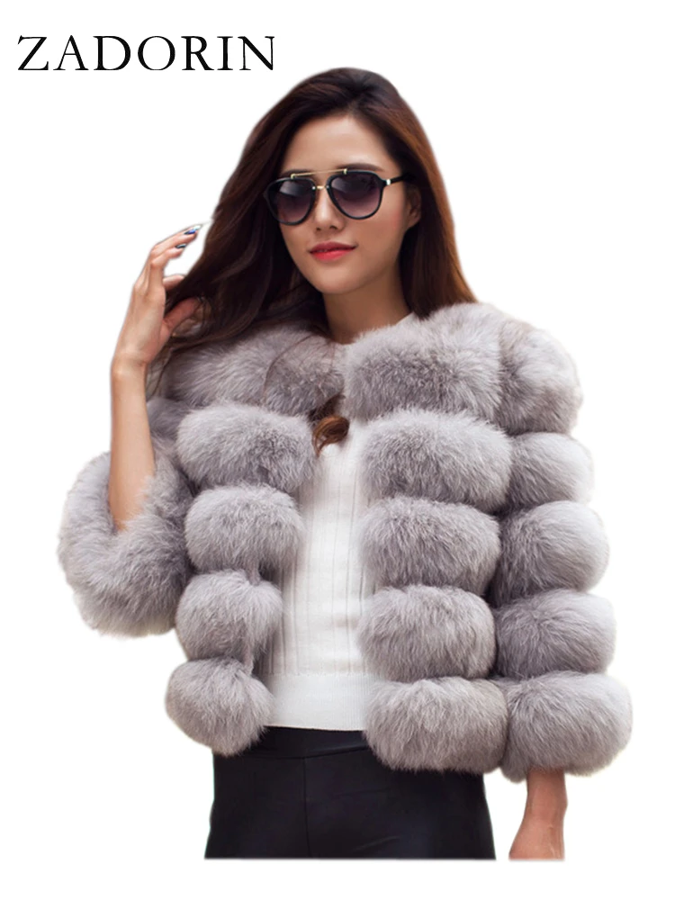 ZADORIN S-3XL Mink Coats Women 2021 Winter Top Fashion Pink FAUX Fur Coat Elegant Thick Warm Outerwear Fake Fur Woman Jacket