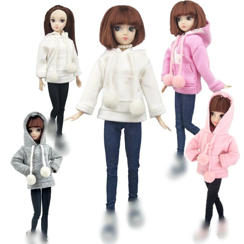 Fashion Doll Clothes Sweatshirt Coat For Barbie Doll Clothes For Barbie Doll Outfits Pants Canvas Shoes 1/6 Dolls Accessories