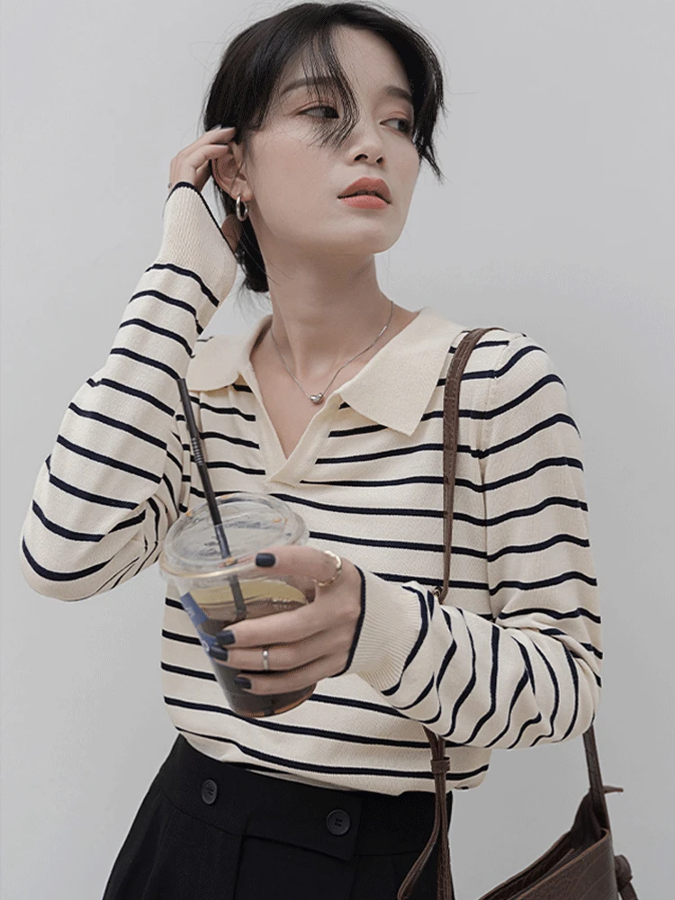 GOPLUS Sweater Black Striped Tops Oversized Women Sweaters and Pullovers Vintage Jumper Knit Top Femme Sweter Mujer 2021 C11642