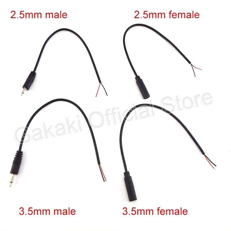 1pcs/5pcs 25CM 2pin Extension Wire 2.5mm 3.5mm Mono Connector Cable Male Female Plug DIY Audio Repair Cable Charger