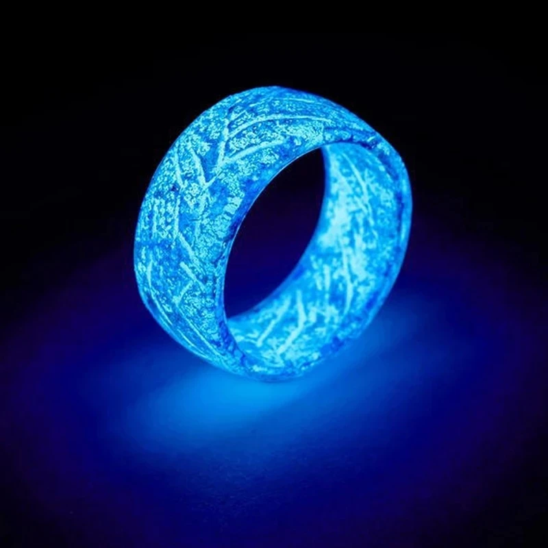 Luminous Glow Ring Glowing In The Dark Stainless Steel Fashion Jewelry Decoration for Women Men Dark Finger Ring Band Hallowee