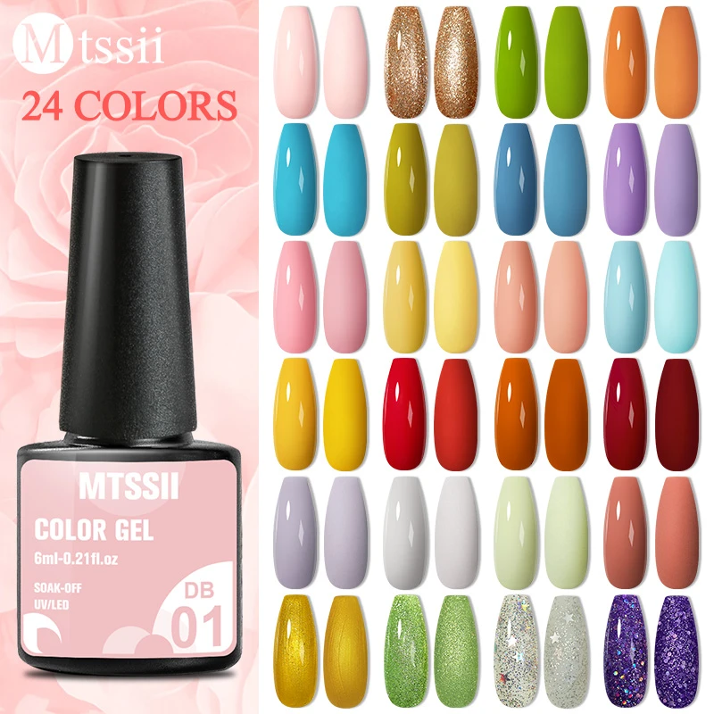 Mtssii Spring Bright Sweet 6ML Color Nail Polish Glitter Gel UV Nail Soak Off Nail Art Led Nail Gel Painting Sugar Nail Polish