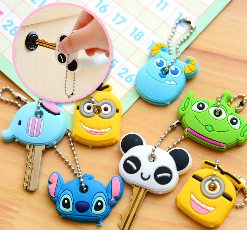 Disney Stitch pvc Key Set Cute Animal Three Eyes Key Set Cartoon Soft Keychain Key Chain Decoration Pendant Birthday Gifts