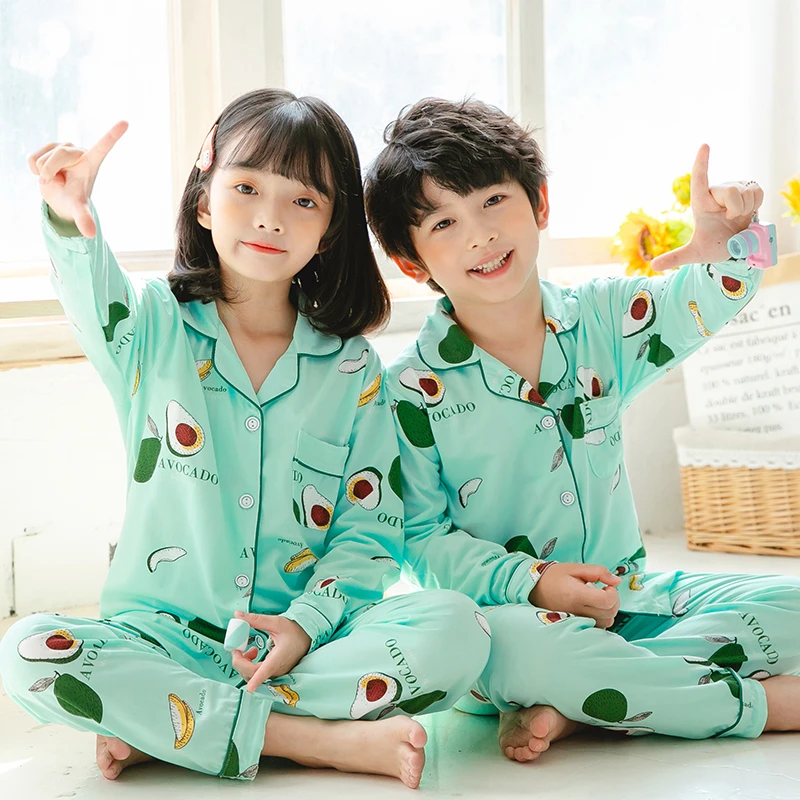 Kids Pajamas 2021 autumn winter Girls Boys Sleepwear Nightwear Baby Clothes Animal Cartoon Pajama Sets Cotton Children's Pyjamas