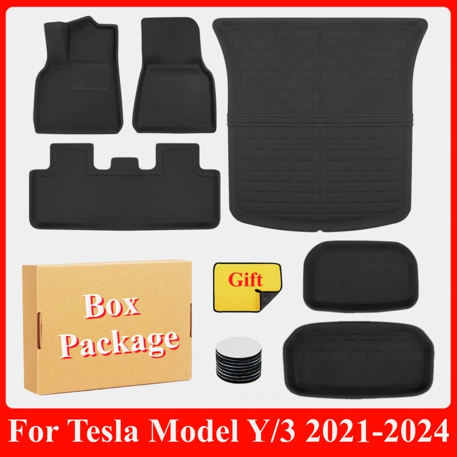 For Tesla Model 3 2019 2020 2021 Model Y 2021 Floor Mats 3D Left/Right Driving All-Weather Floor Mats for Tesla Car Floor Liners