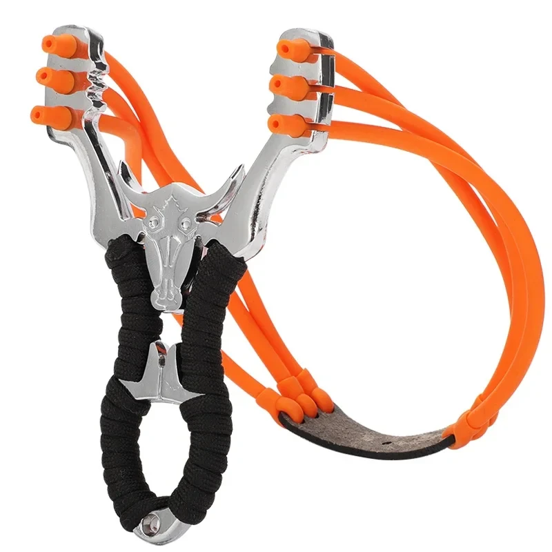 Powerful Alloy Slingshot Hunting Thick Wrist Band Catapult Sports Outdoor Hunting Slingshot Bow Rubber Big Powerful