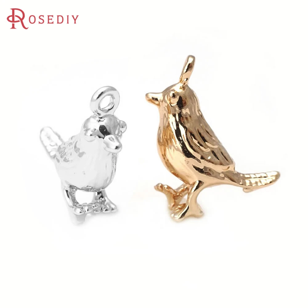 6PCS 9x13MM 24K Champagne Gold Color Plated Brass Birds Charms Pendants High Quality Diy Jewelry Accessories