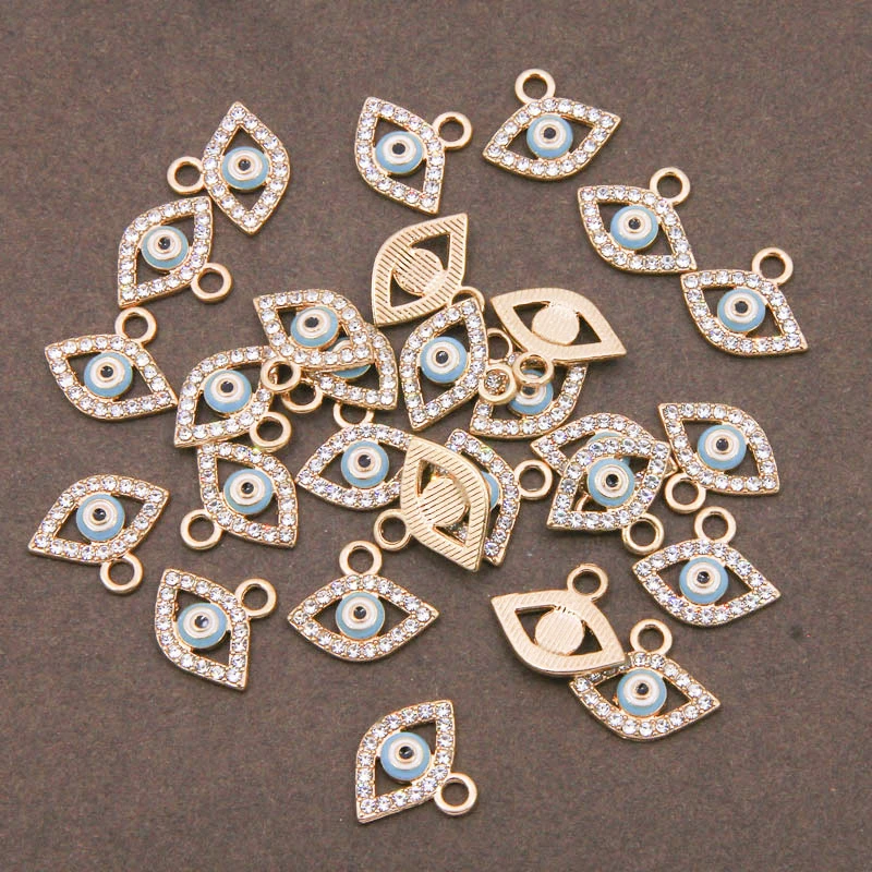 6pcs/lot Classic Turkish Evil Eye Oil Drop Enamel Charm Pendants Accessories For Women Bracelet Necklace Earring Jewelry Making