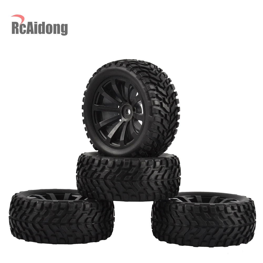 4PCS 1/10 RC Rally Car Grain Rubber Tires Off-road Tires and Wheels for Traxxas Tamiya HSP HPI Kyosho RC On Road Car