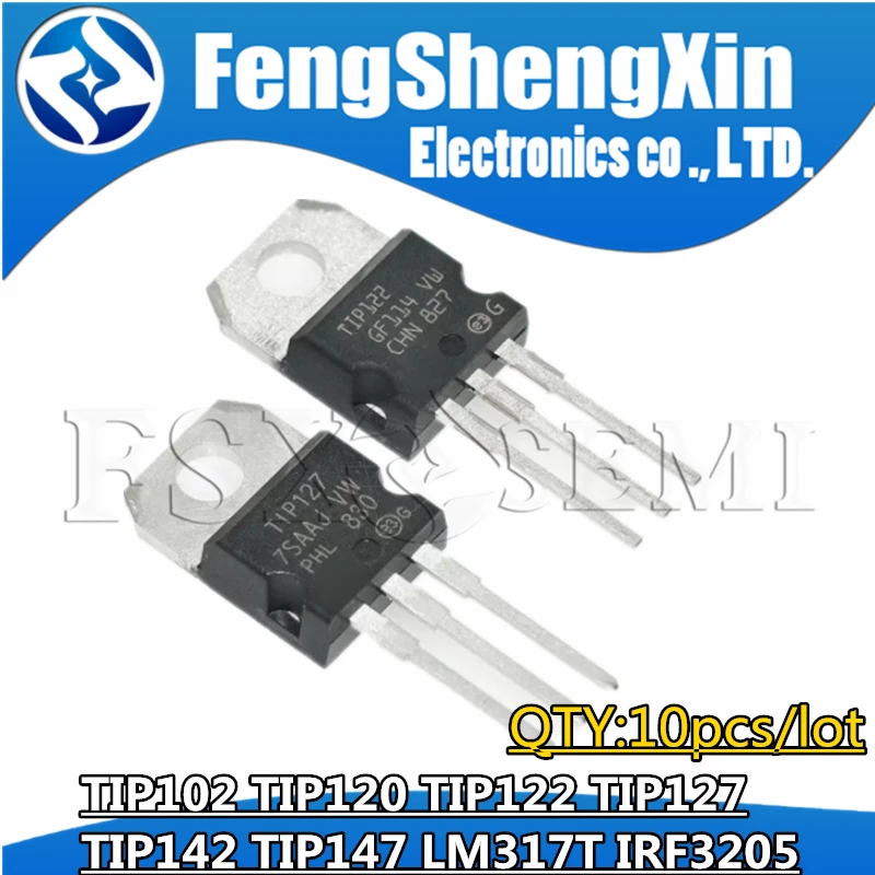 10pcs TIP102 TIP120 TIP122 TIP127 TIP142 TIP147 LM317T IRF3205 TIP142T TIP147T Transistor TO-220