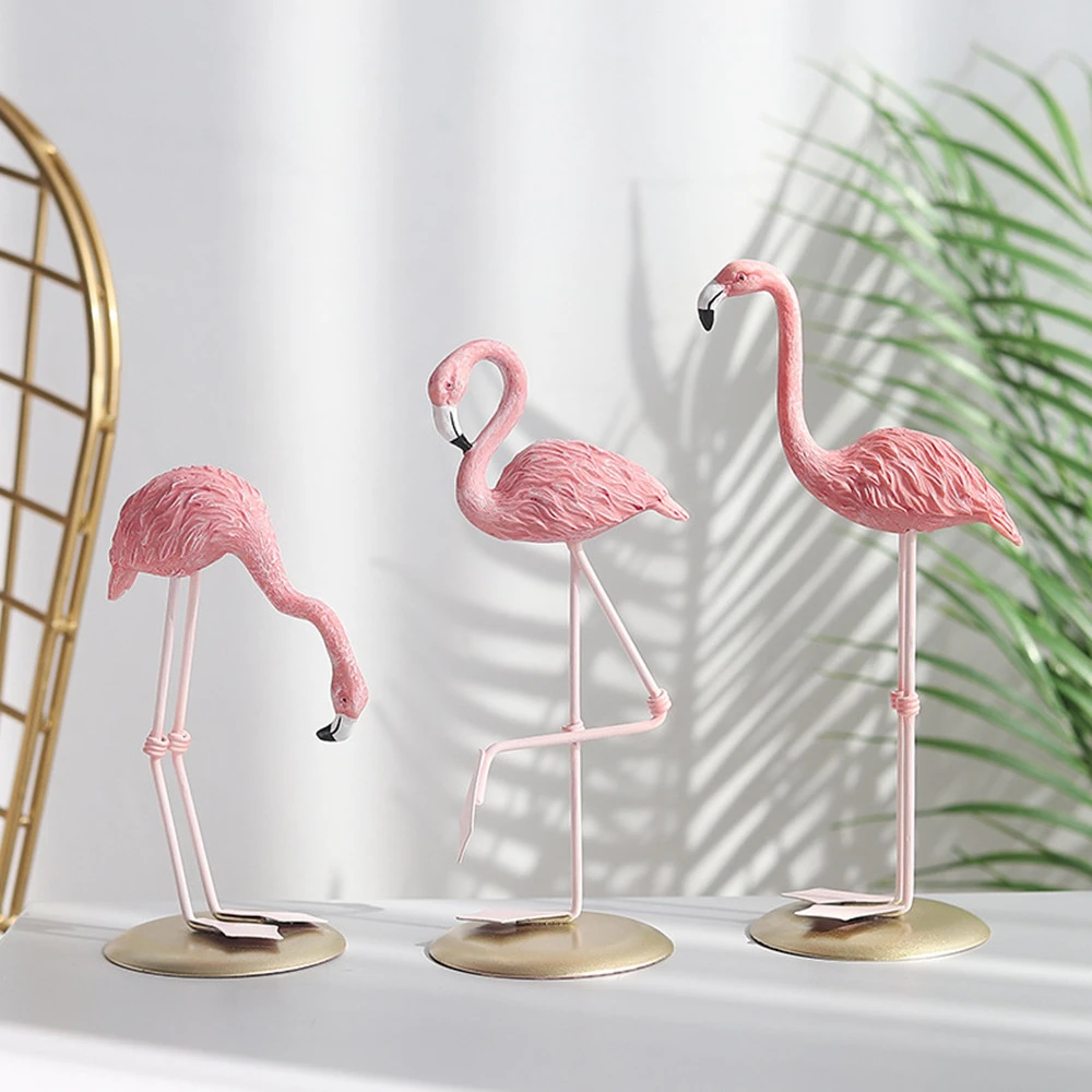 Nordic Style Flamingo Figurine  Fairy Garden Livingroom Office Wedding Party Ornament Home Decoration Accessories