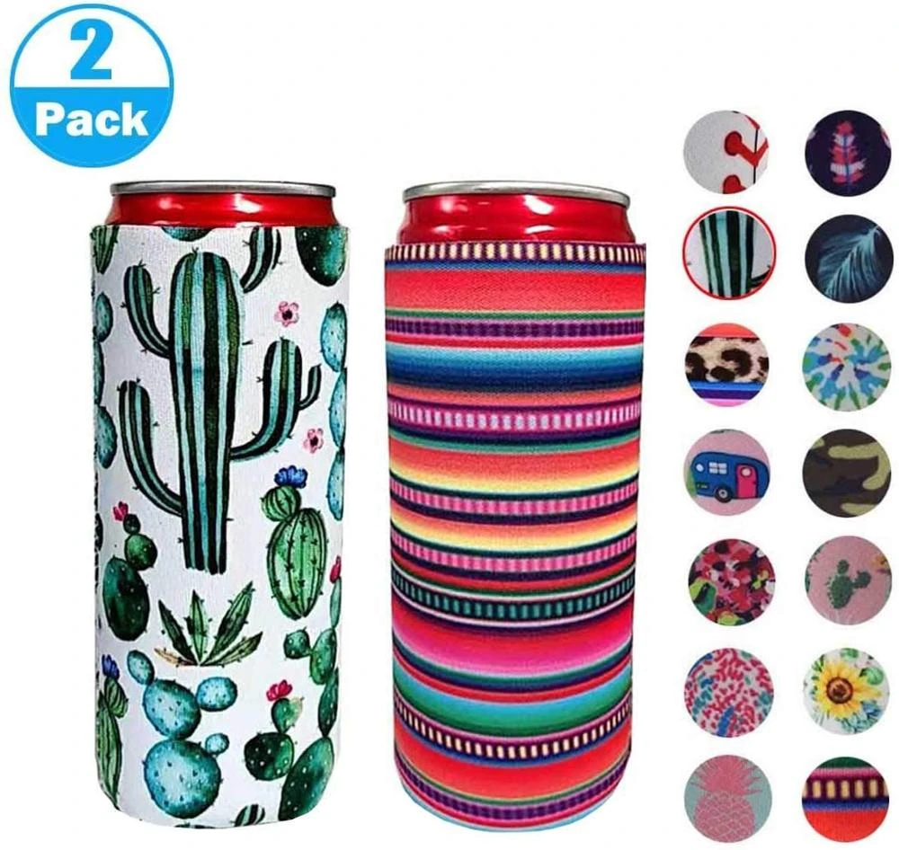 2pack/12oz Skinny Can Cooler Bag,Wine Cooler Bag Wine Slim Can Cookize Cooler Tall Stubby Holder Foldable Holders Beer Coozie