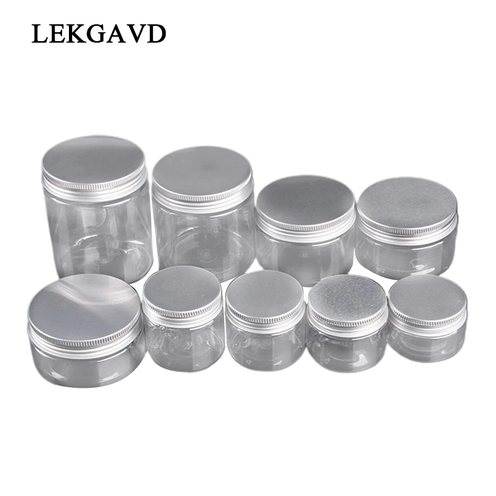 Clear Plastic Jar And Lids Empty Cosmetic Containers Makeup Box Travel Bottle 30ml 50ml 60ml 80ml 100ml 120ml 250ml 500ml