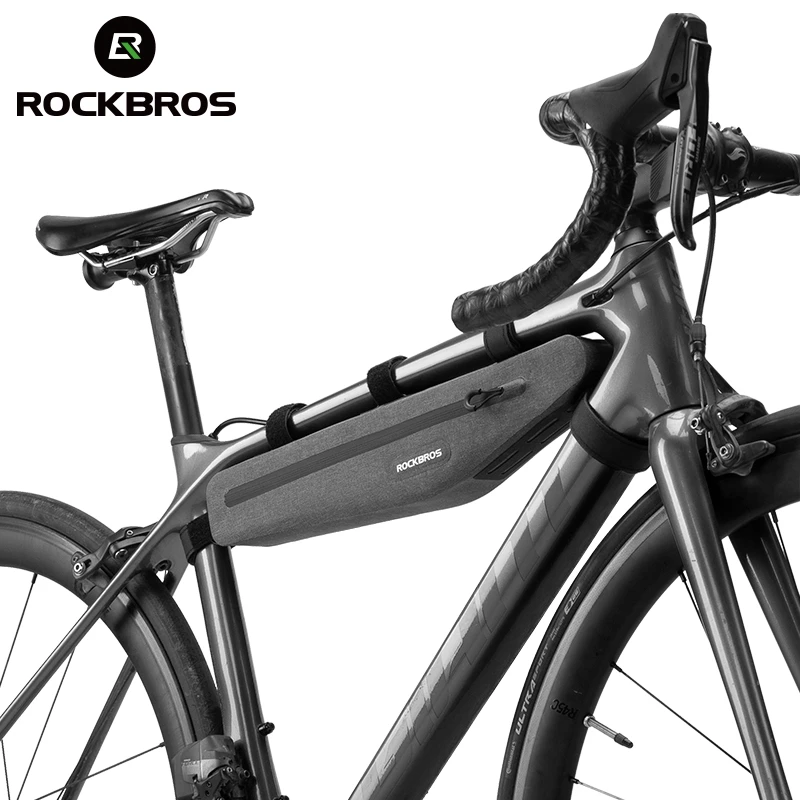 ROCKBROS 1.5L Full Waterproof Bike Bag Front Tube Triangle Lengthed Double Zipper Scratch-resistant Bicycle Bag Bike Accessories