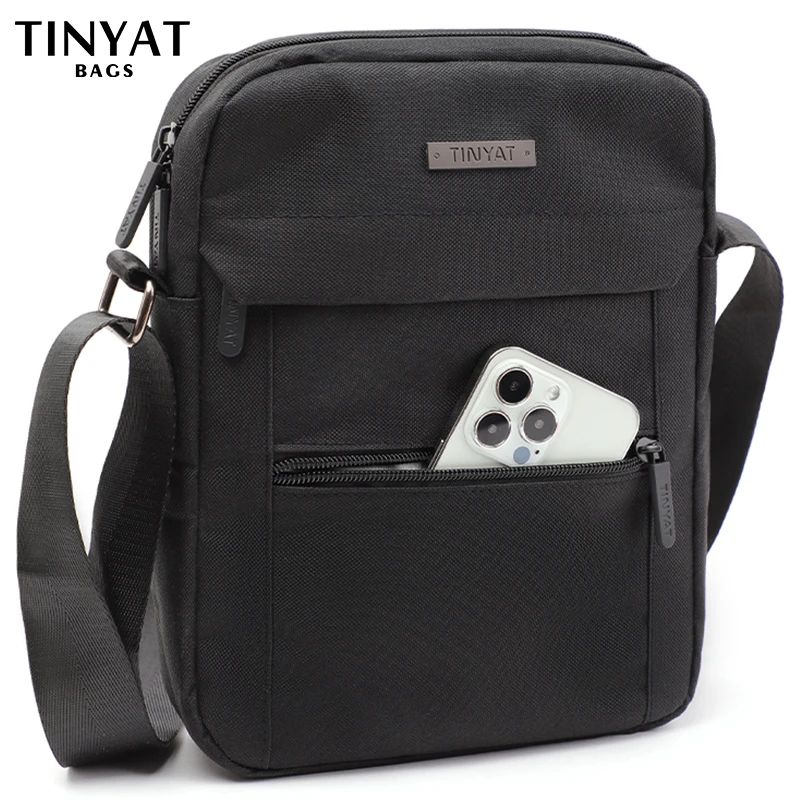 TINYTA Men's bags Men Shoulder Bags for 9.7'pad 9 pockets Waterproof Casual crossbody bag Black Canvas Messenger bag shoulder