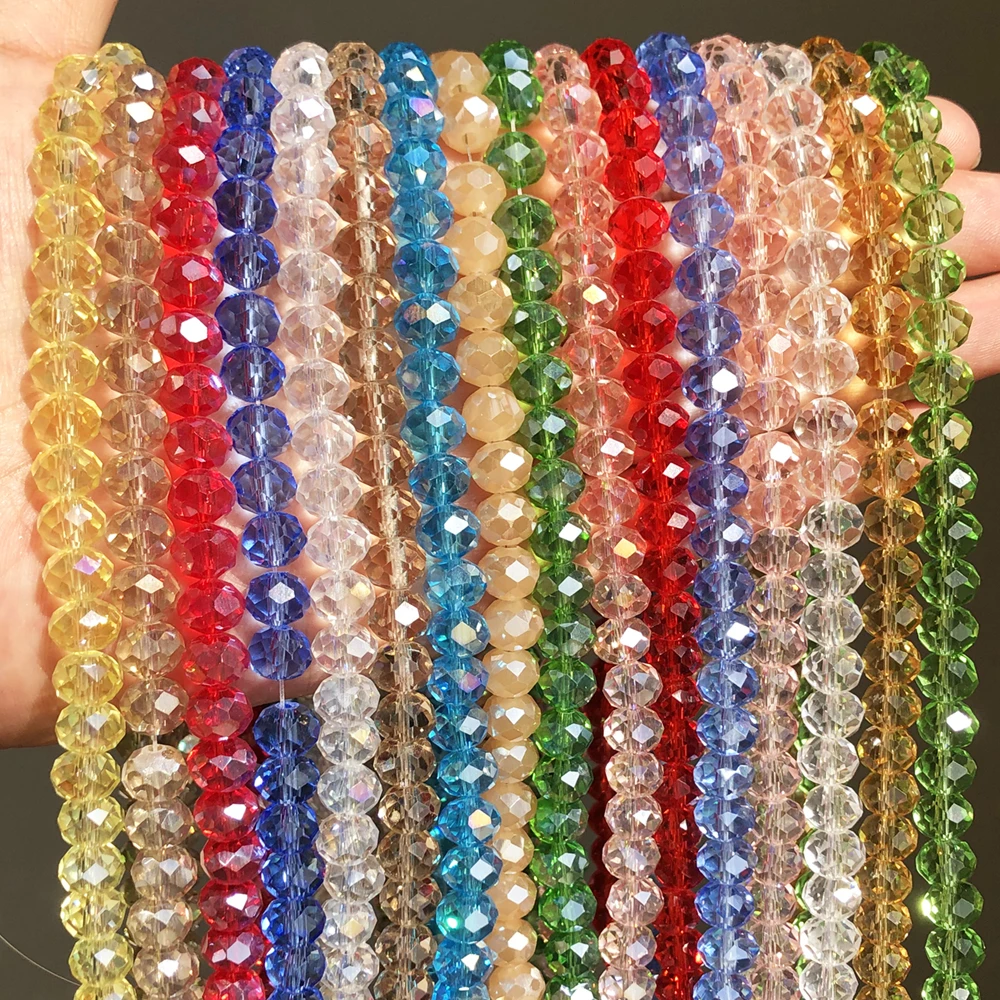 AB Clear Austria Crystal Glass Faceted Rondelle Beads Loose Spacer Beads For Jewelry Making DIY Bracelet Necklace 4/6/8/10/12mm