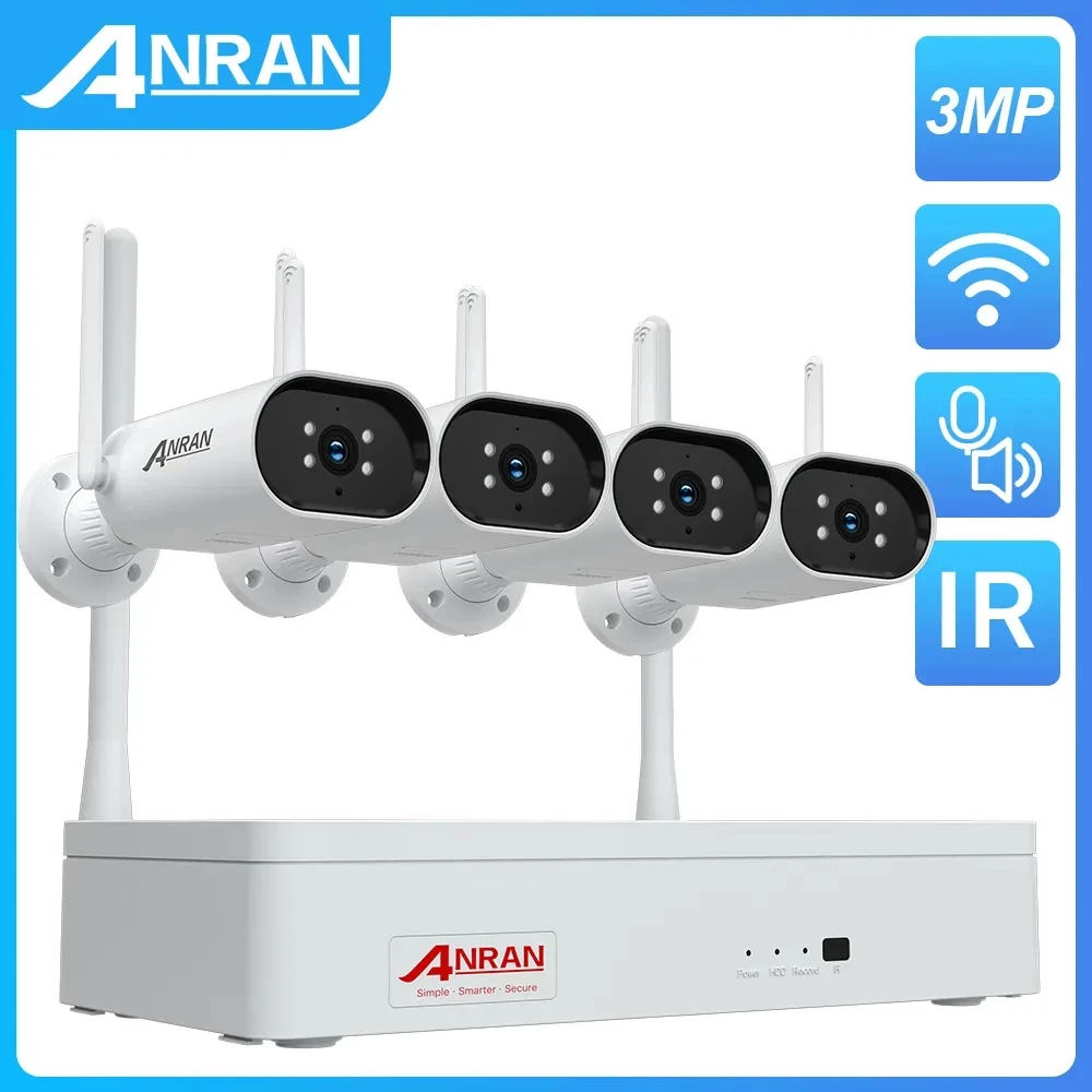 ANRAN cctv Video Kit 3MP Wireless Security Camera Kit 8CH NVR Night Vision Outdoor Wifi Surveillance Camera System