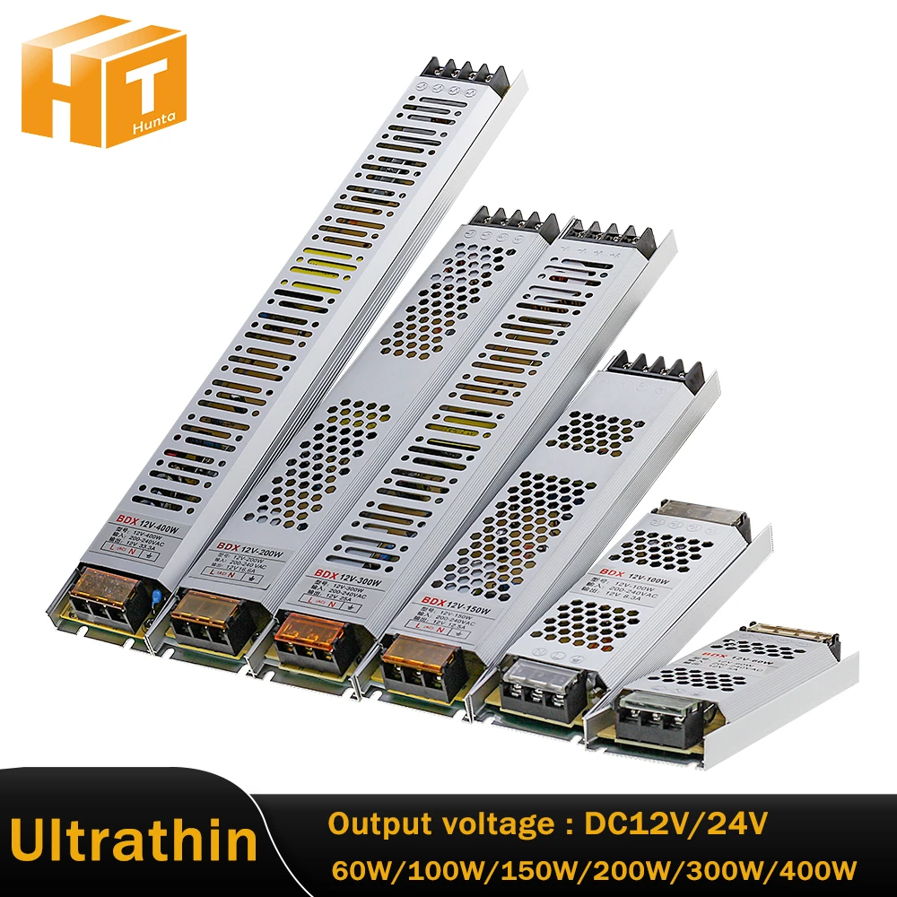 Ultra Thin Switching Power Supply DC 12V 24V Lighting Transformers 60W 100W 150W 200W 300W 400W AC190-240V Driver For LED Strips